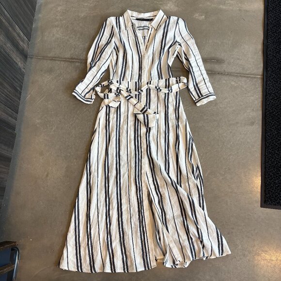 Zara Dresses & Skirts - Zara woman long striped linen mix dress XS
